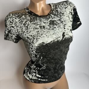 Free People Crushed Velvet Baby Tee XS Stretch Goth Grunge Witchy Soft Y2K Top